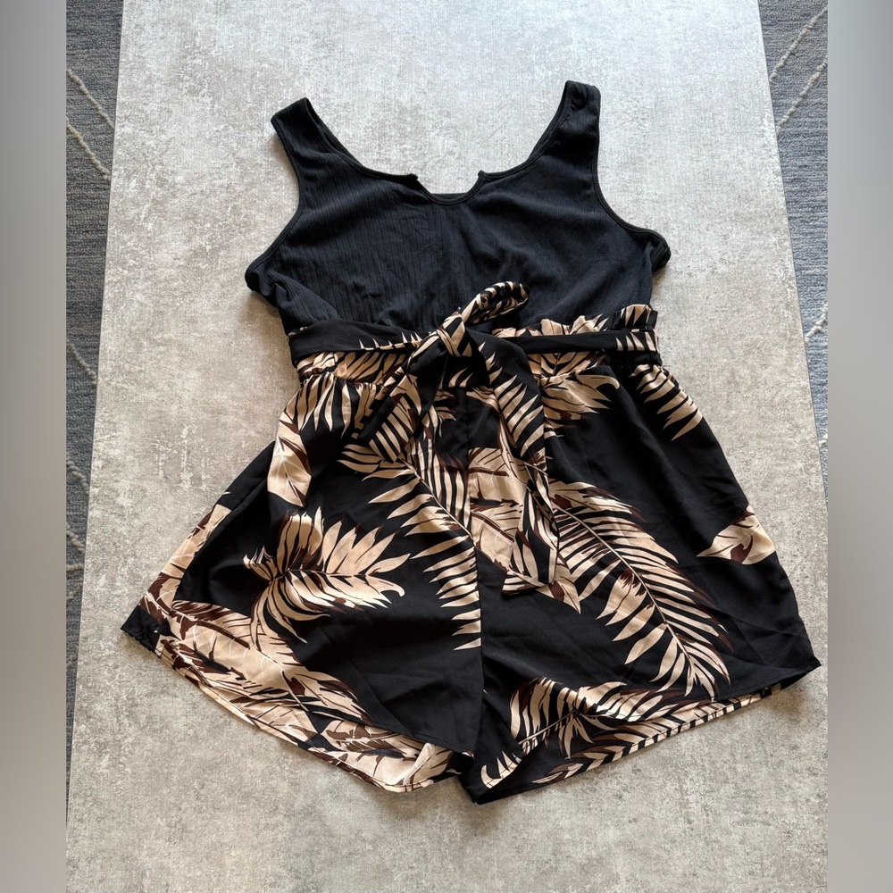 SHEIN Curve Black and Tan Romper